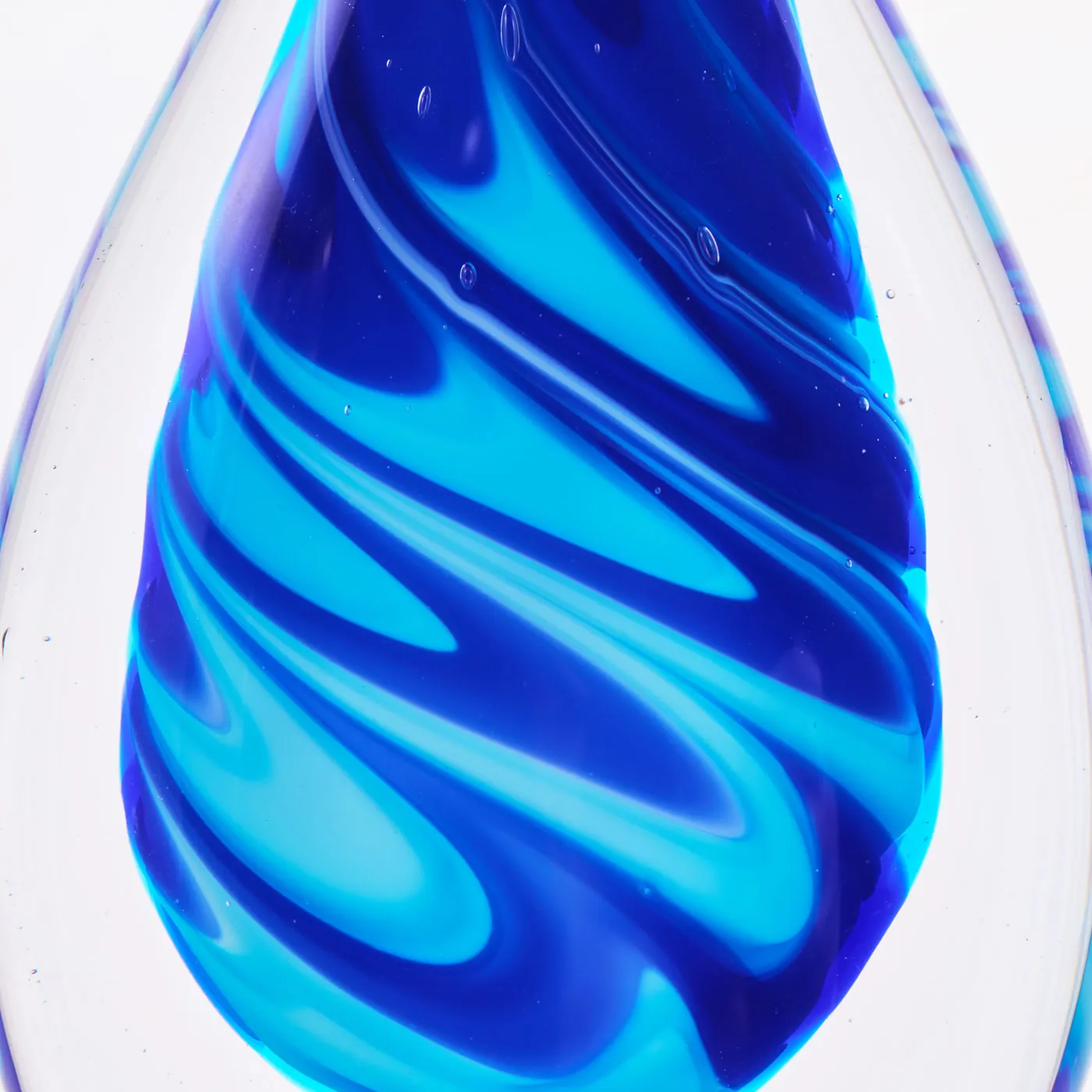 Luxury Lane Hand Blown Swirl Wave Tear Drop Sommerso Art Glass Sculpture 8.5 inch tall