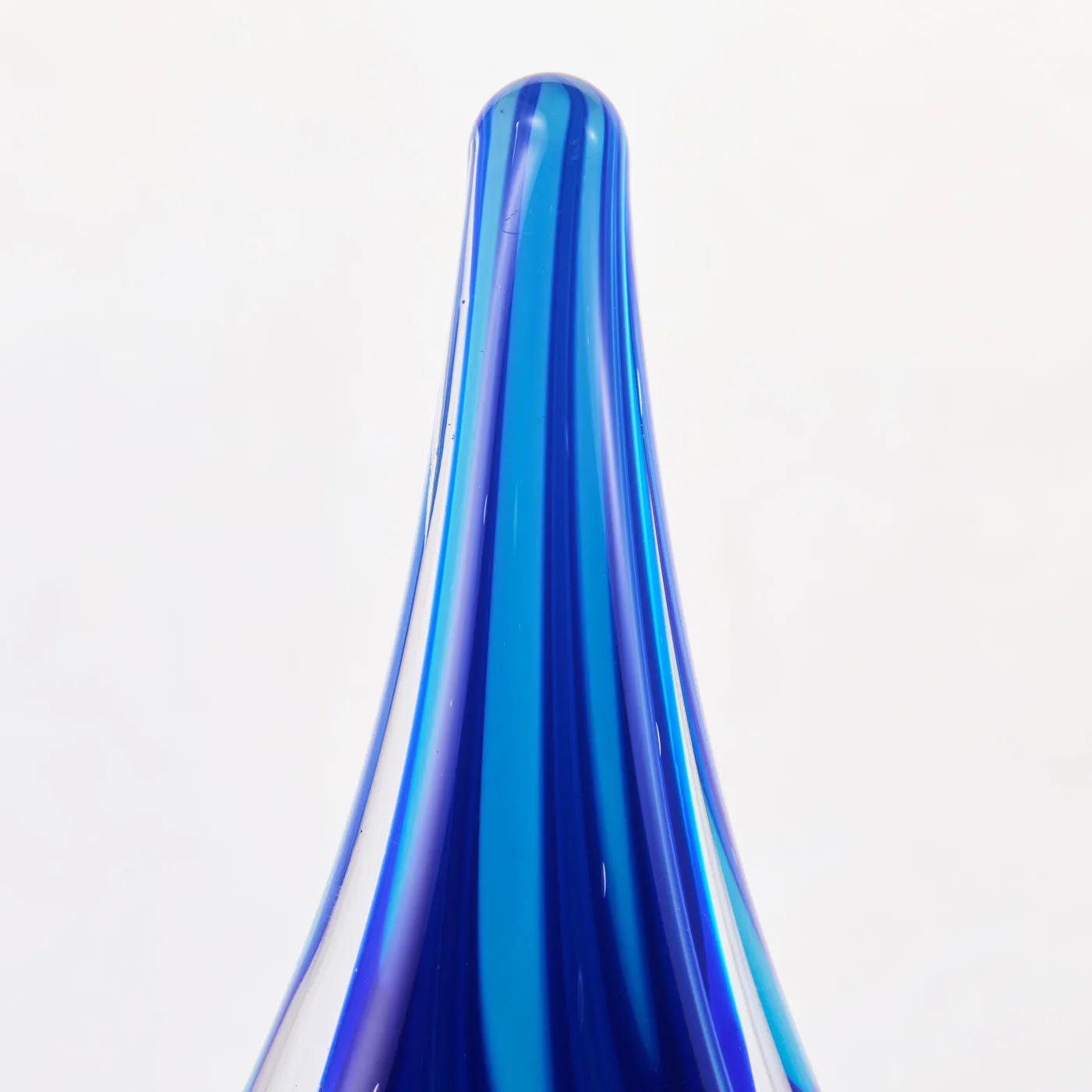 Luxury Lane Hand Blown Swirl Wave Tear Drop Sommerso Art Glass Sculpture 8.5 inch tall