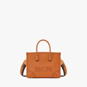 MCM Munchen Mini Tote In Spanish Calf Leather (Cognac)