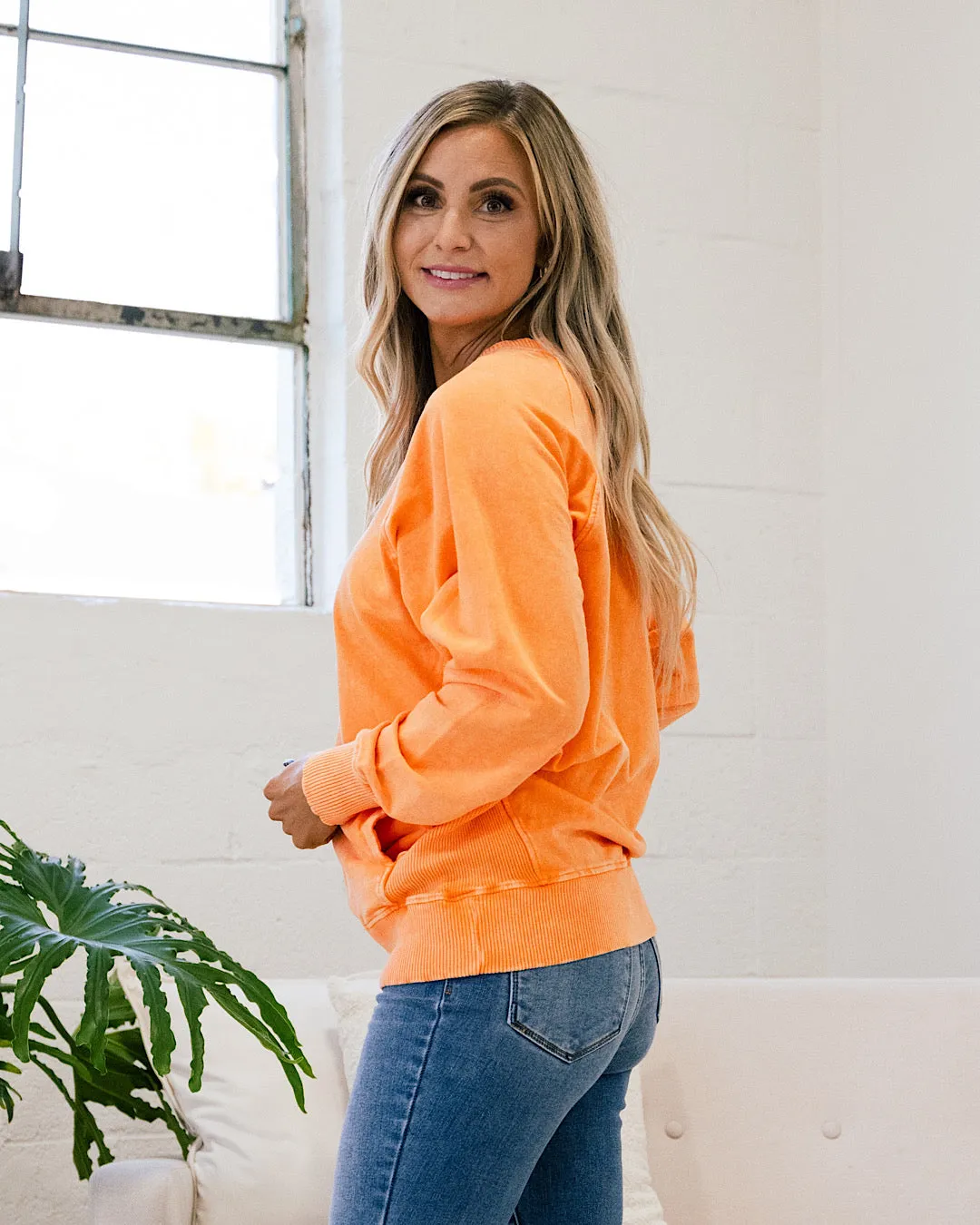 NEW! Girlfriend Crewneck Sweatshirt - Ash Light Orange