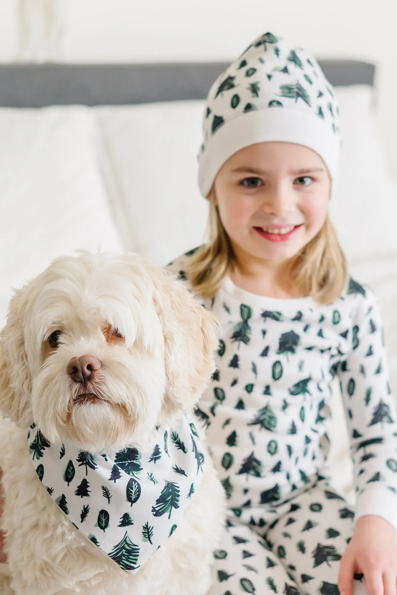 Organic Holiday Kids' PJ & Cap Set in Oh Christmas Tree