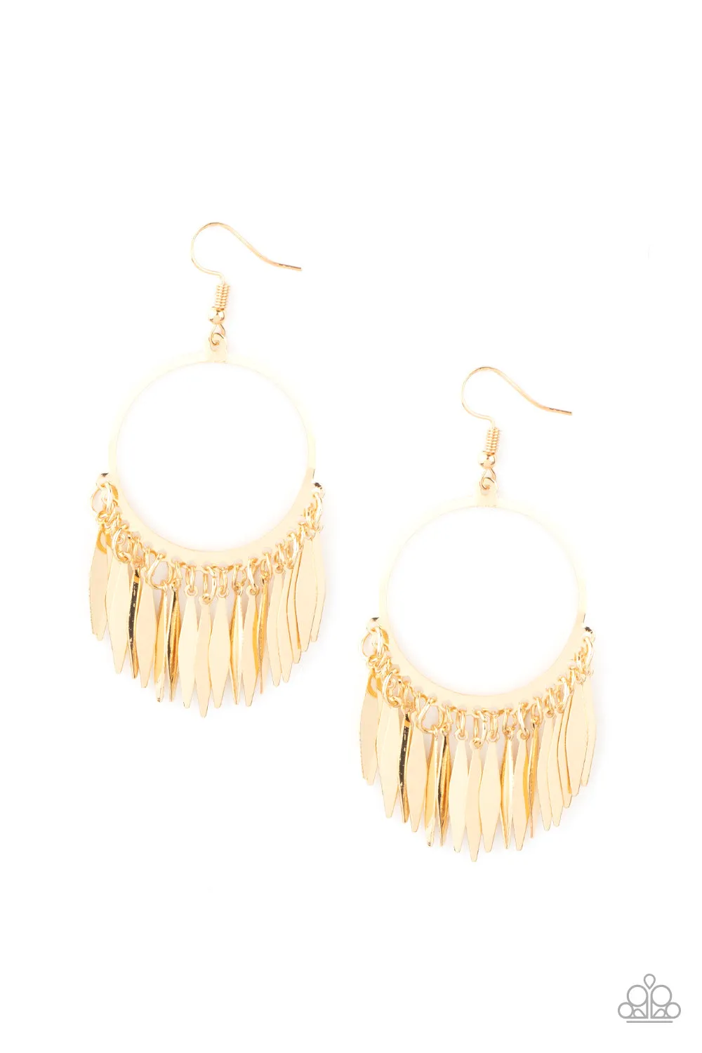 Paparazzi Earrings ~ Radiant Chimes - Gold Hoop Earring