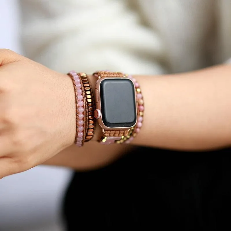 Rose Quartz & Rhodonite Apple Watch Band