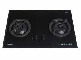 Tecno 2-Burner 70cm Tempered Glass Cooker Hob (T22TGSV), Sparkling Black