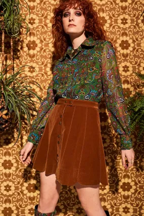 Viola Lee Green Paisley Sheer Blouse - SSA480 - UK8