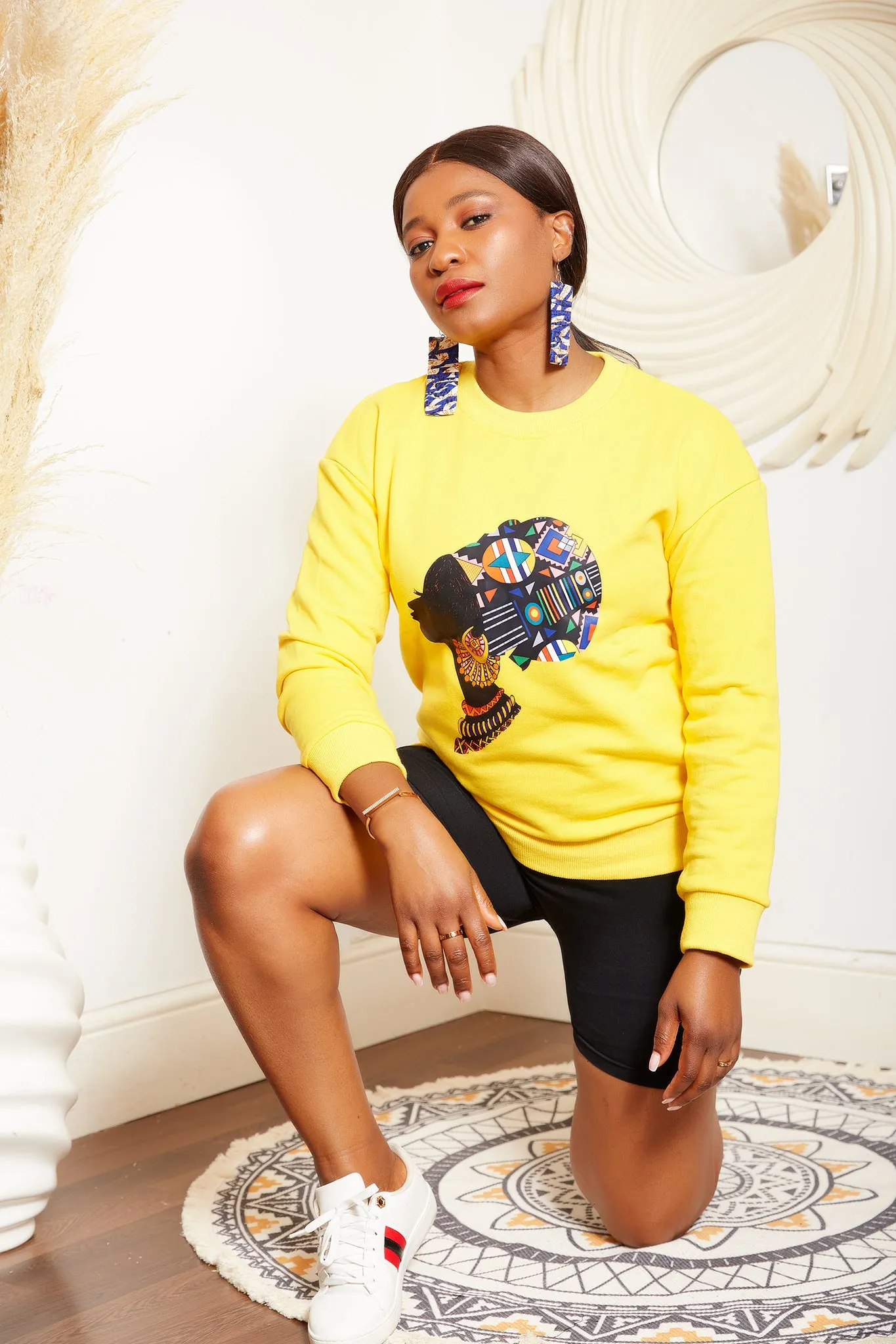 Yellow African Queen Headwrap Imprint Sweatshirt - Akua