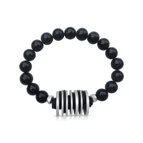 Zero Waste Bracelet with with up-recycled SCUBA parts and Onyx