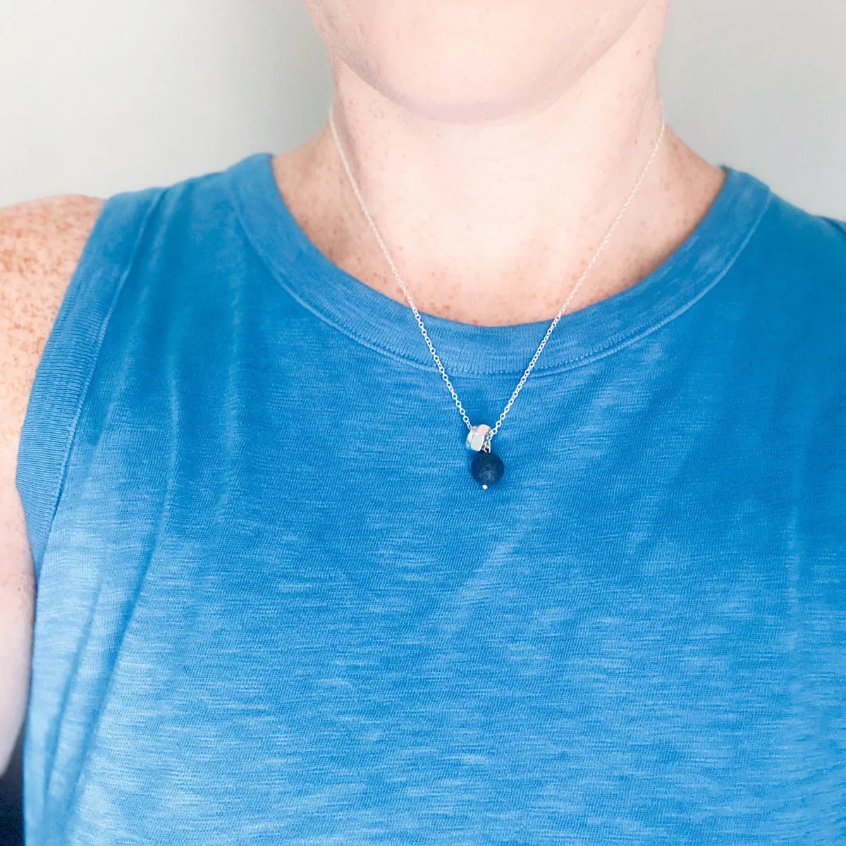 Zero Waste Charm Necklace with Lava Stone